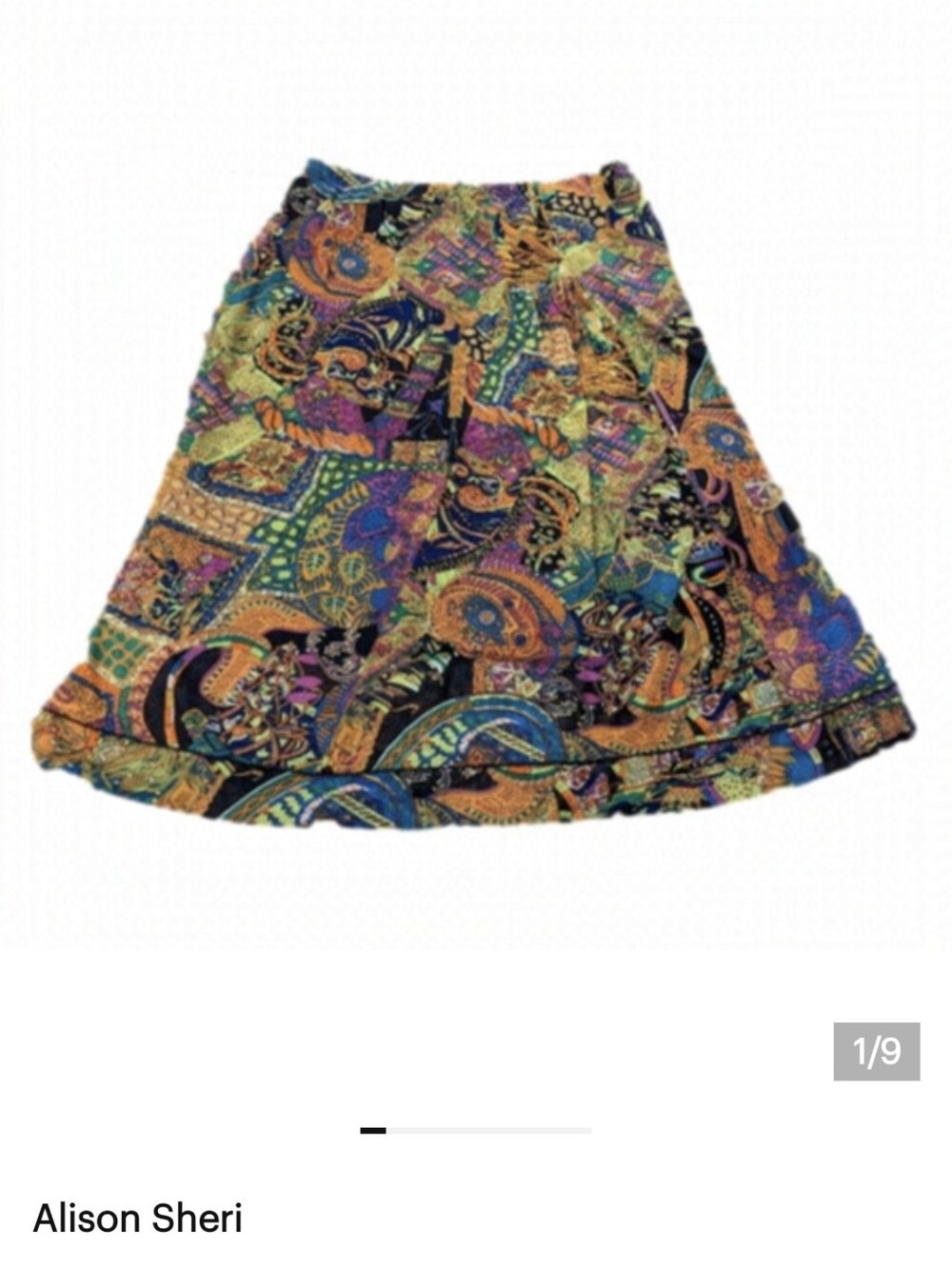 Vintage Y2K midi skirt, patchwork paisley, a-line Colourful women's Size XL